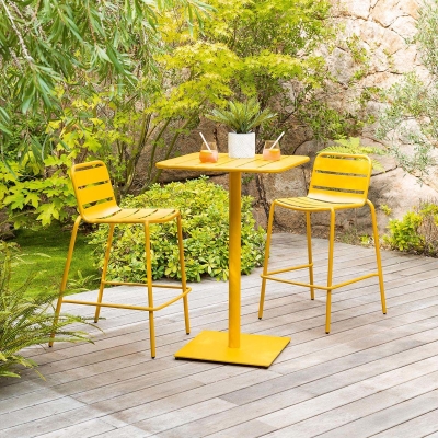 Table haute de jardin Phuket Jaune moutarde