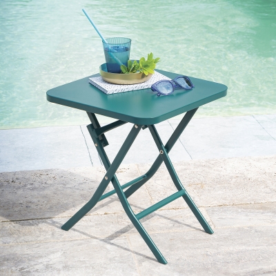 Table d'appoint de jardin carrée Greensboro Bleu canard