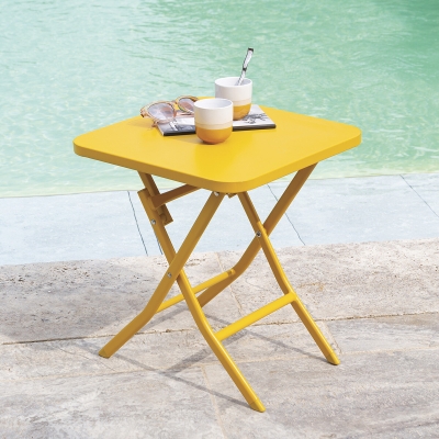 Table d'appoint de jardin carrée Greensboro Jaune moutarde