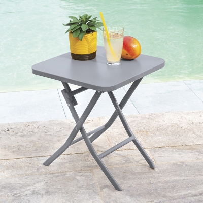 Table d'appoint de jardin carrée Greensboro Gris quartz