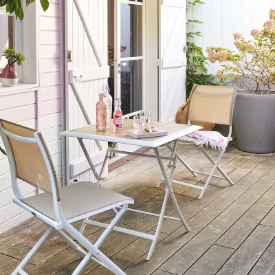 Table de jardin pliante carrée Azua Houblon & Blanc