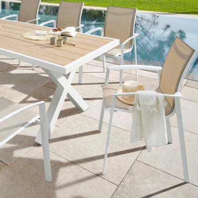 Fauteuil de jardin empilable Axant Lin & Blanc