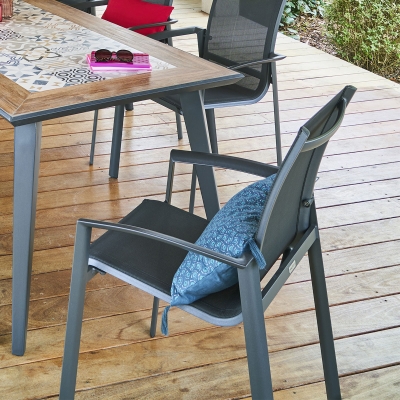 Fauteuil de jardin empilable Axant Anthracite & Graphite