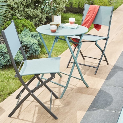 Table de jardin pliante ronde Greensboro Vert jade