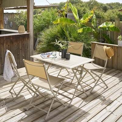 Table de jardin pliante rectangulaire AZUA Argile