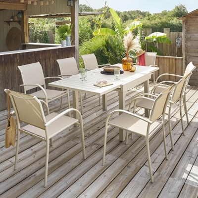 Table de jardin extensible PIAZZA Argile 8P
