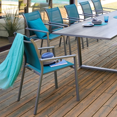 Fauteuil de jardin empilable ESSENTIA Bleu canard & Graphite