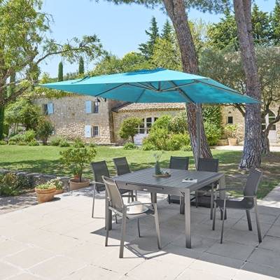 Parasol déporté MELHIA Bleu canard 3x3m