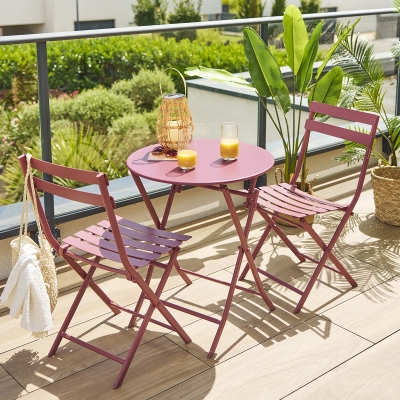 Table de jardin pliante ronde GREENSBORO Lie de vin