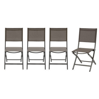 Lot de 4 chaises de jardin pliantes ESSENTIA Wengé & Praliné