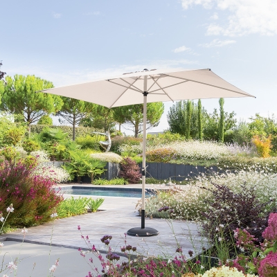 Parasol droit rectangulaire inclinable LOOMPA Argile & Blé