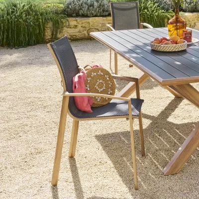 Fauteuil de jardin empilable AXANT Gris poivre & Honey