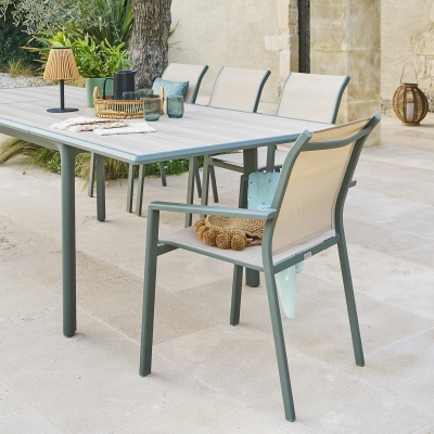 Fauteuil de jardin empilable ESSENTIA Lin & Vert laurier