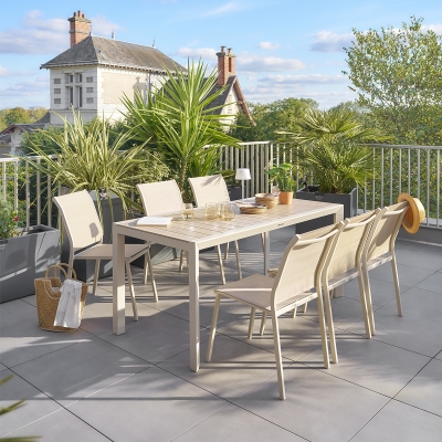 Table de jardin ÉVASION Effet bois Lin & Argile