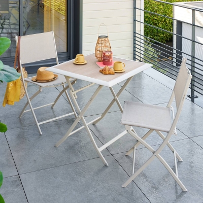 Table de jardin pliante carrée AZUA Epeautre / Argile