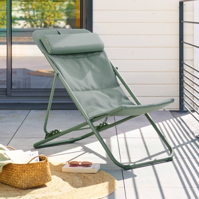 Chilienne de jardin empilable pliable MIRAEL Vert laurier