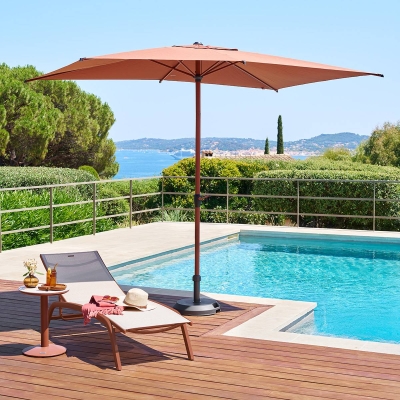 Parasol droit rectangulaire inclinable LOOMPA Acajou