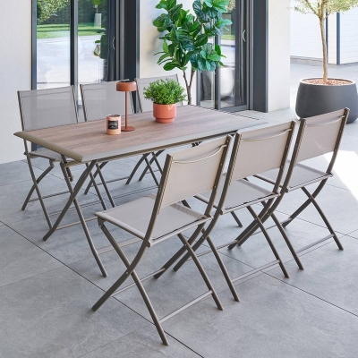 Table de jardin pliante rectangulaire AZUA Truffe / Café