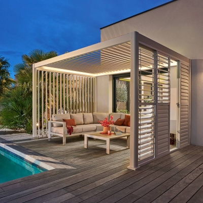 Pergola électrique bioclimatique autoportante EVORA Argile