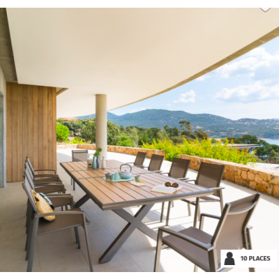 OFFRE SPÉCIALE : Table extensible Axiome Honey / Praline 10 pers + 6 fauteuils Essentia Wenge / praline