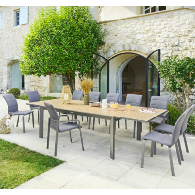 OFFRE SPECIALE : Table de jardin extensible ÉVASION 14P + 8 Fauteuils Essentia
