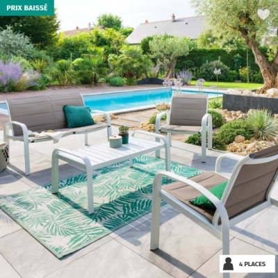 Salon de jardin Elyn Noisette & Blanc