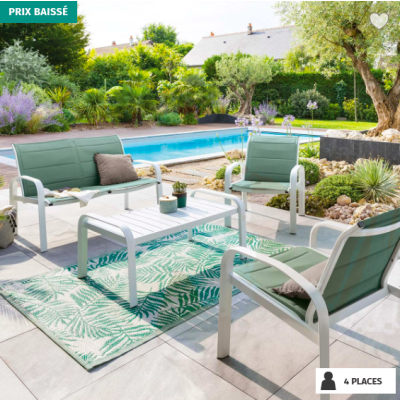 Salon de jardin Elyn Vert jade & Blanc