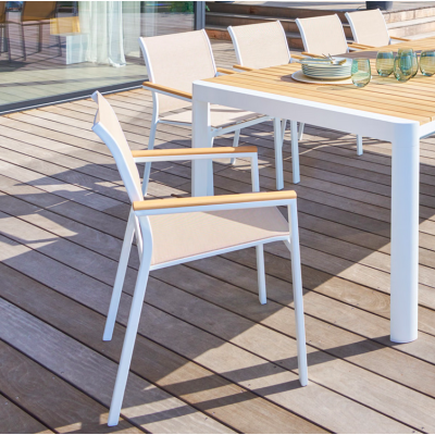 FAUTEUIL ESSENTIA ACCOUDOIRS BOIS LIN/BLANC