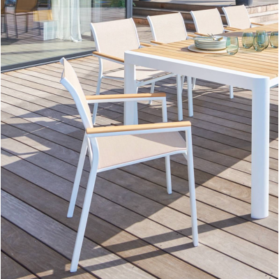FAUTEUIL ESSENTIA ACCOUDOIRS BOIS LIN/BLANC