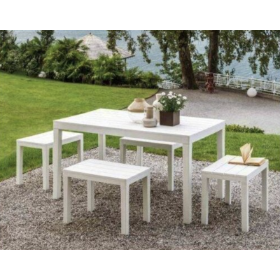 Table imitation bois - 138 x 78 x H 72 cm - Blanc