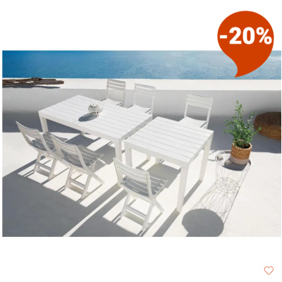 Table carrée imitation bois - 80 x 80 x H 72 cm - Blanc